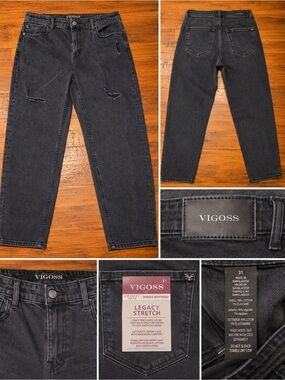 Vigoss Men's Relaxed Legacy Stretch Jeans - Charcoal Black